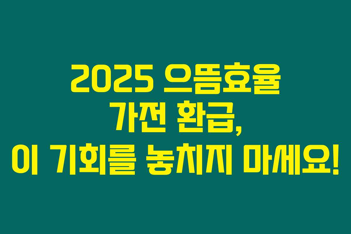 2025 으뜸효율 가전 환급, 이 기회를 놓치지 마세요! 2025 으뜸효율 가전 환급, 이 기회를 놓치지 마세요!
