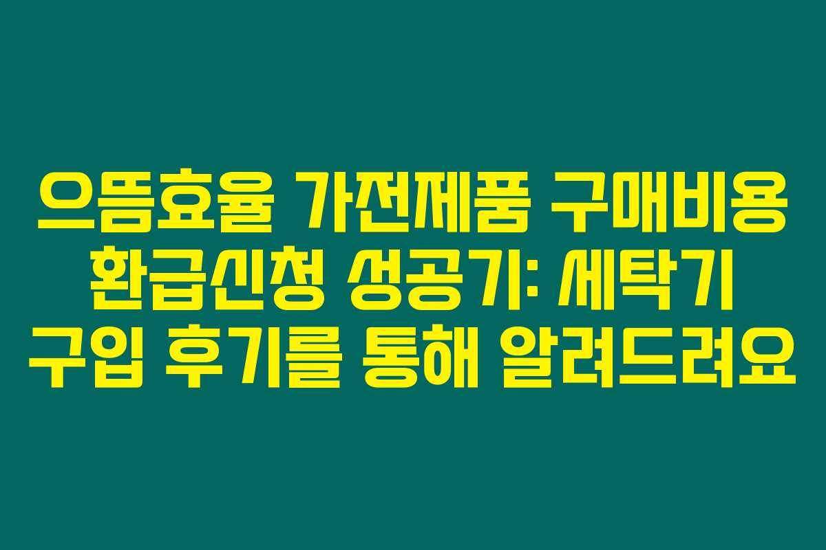 으뜸효율 가전제품 구매비용 환급신청 성공기: 세탁기 구입 후기를 통해 알려드려요 으뜸효율 가전제품 구매비용 환급신청 성공기: 세탁기 구입 후기를 통해 알려드려요