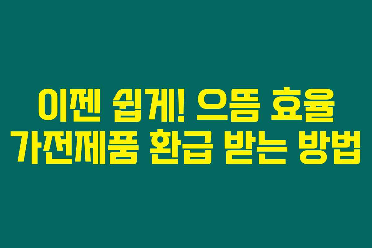 이젠 쉽게! 으뜸 효율 가전제품 환급 받는 방법 이젠 쉽게! 으뜸 효율 가전제품 환급 받는 방법