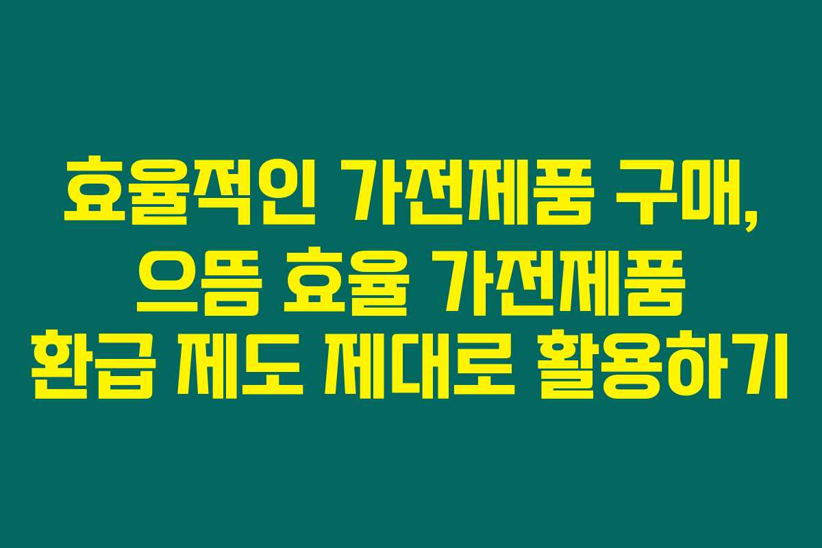 효율적인 가전제품 구매, 으뜸 효율 가전제품 환급 제도 제대로 활용하기 효율적인 가전제품 구매, 으뜸 효율 가전제품 환급 제도 제대로 활용하기