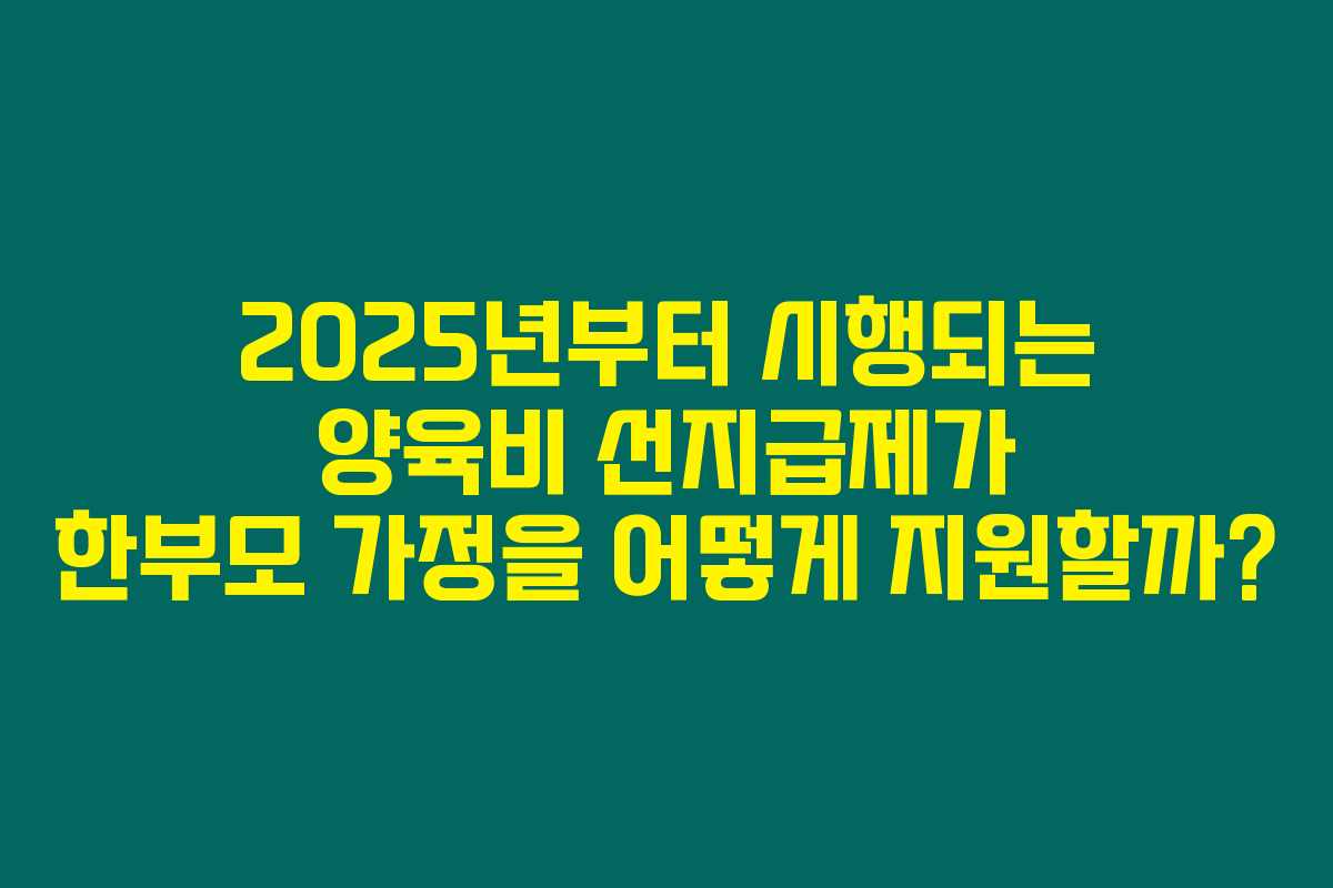 2025년부터 시행되는 양육비 선지급제가 한부모 가정을 어떻게 지원할까? 2025년부터 시행되는 양육비 선지급제가 한부모 가정을 어떻게 지원할까?
