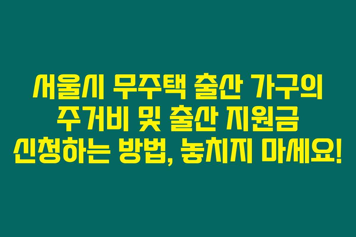 서울시 무주택 출산 가구의 주거비 및 출산 지원금 신청하는 방법, 놓치지 마세요! 서울시 무주택 출산 가구의 주거비 및 출산 지원금 신청하는 방법, 놓치지 마세요!