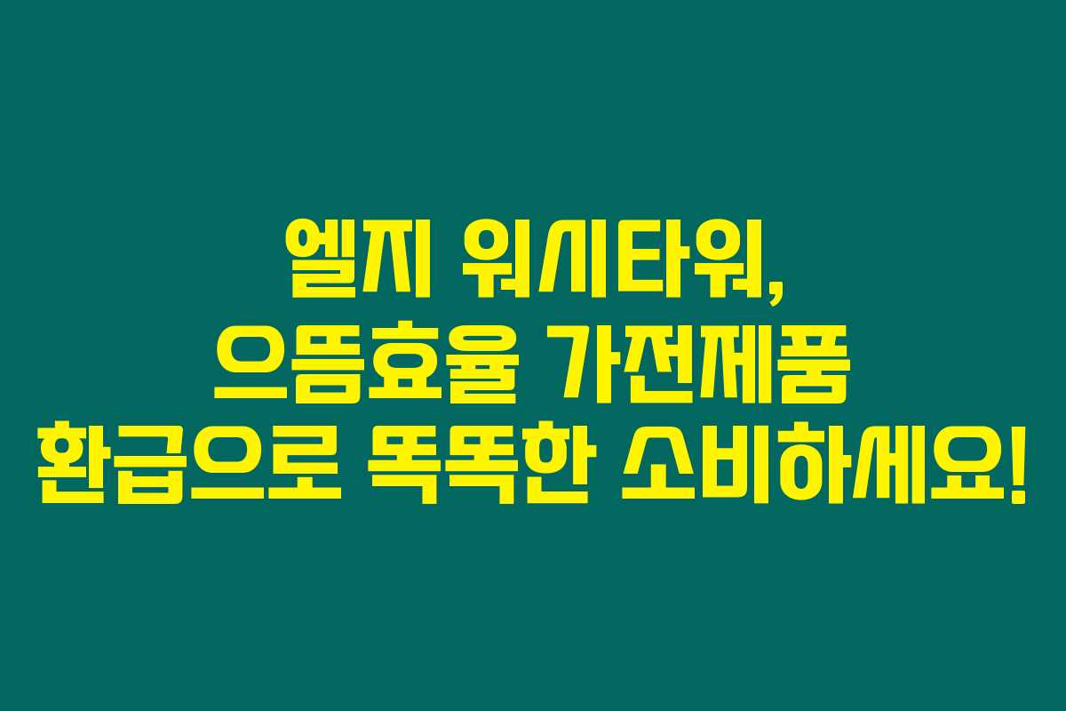 엘지 워시타워, 으뜸효율 가전제품 환급으로 똑똑한 소비하세요! 엘지 워시타워, 으뜸효율 가전제품 환급으로 똑똑한 소비하세요!