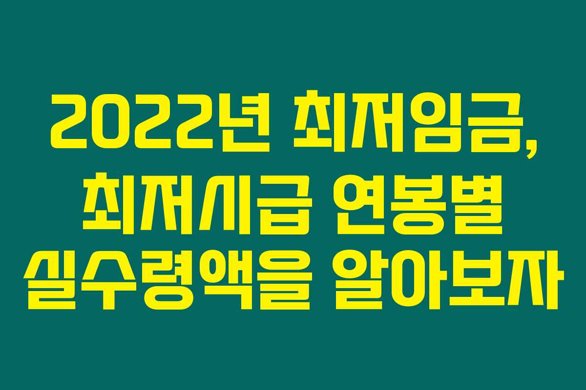 2022년 최저임금, 최저시급 연봉별 실수령액을 알아보자 2022년 최저임금, 최저시급 연봉별 실수령액을 알아보자
