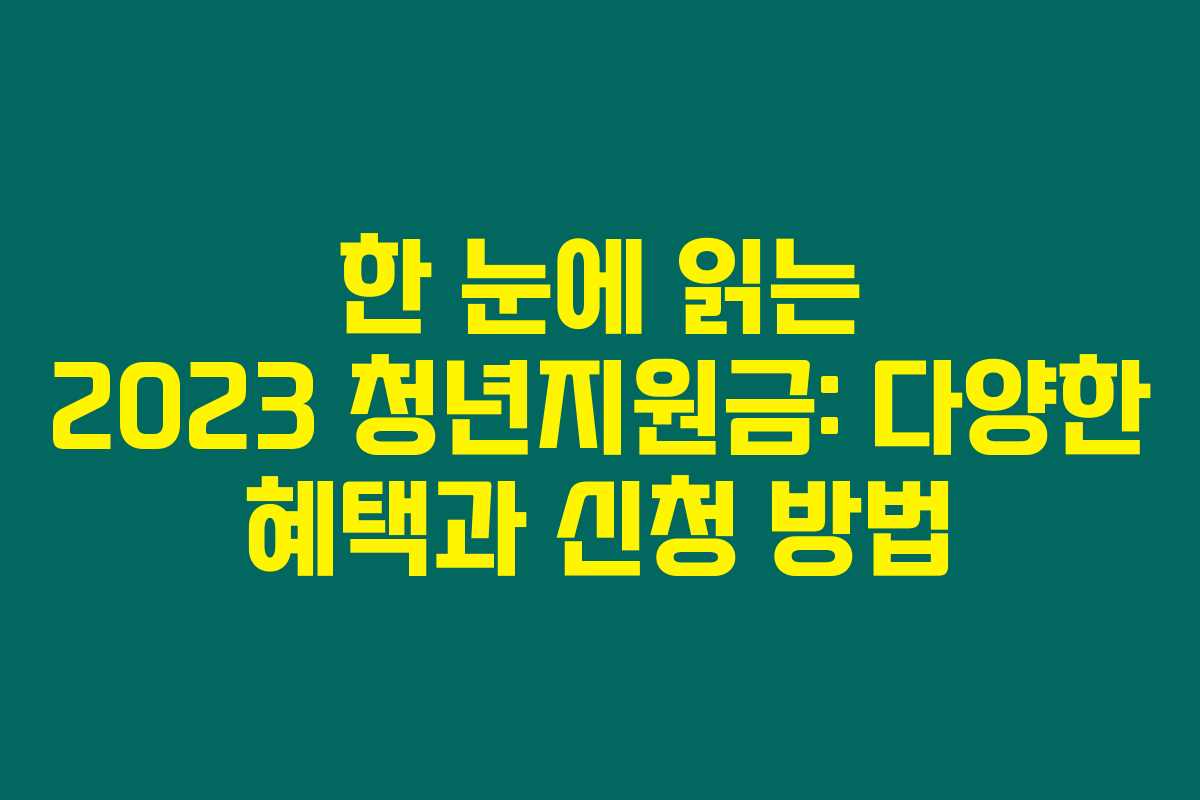 한 눈에 읽는 2023 청년지원금: 다양한 혜택과 신청 방법