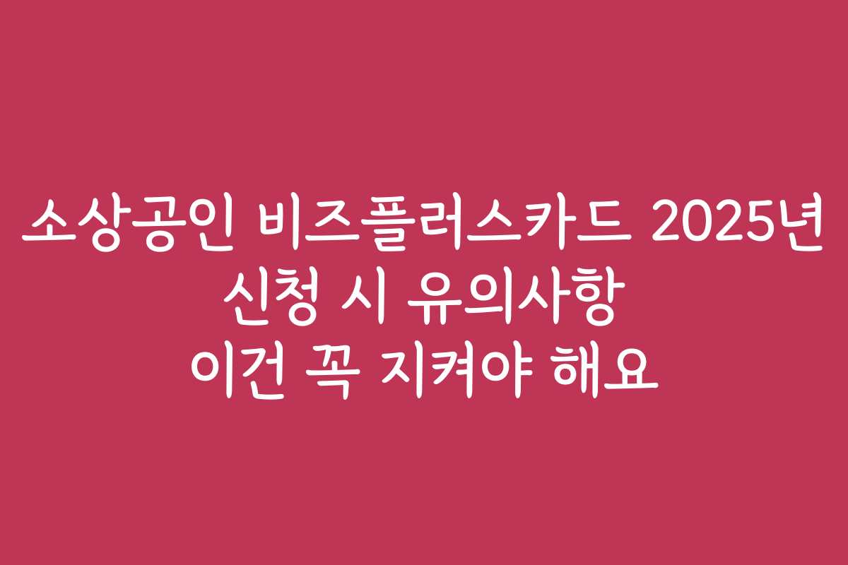 소상공인 비즈플러스카드 2025년 신청 시 유의사항 이건 꼭 지켜야 해요 소상공인 비즈플러스카드 2025년 신청 시 유의사항 이건 꼭 지켜야 해요