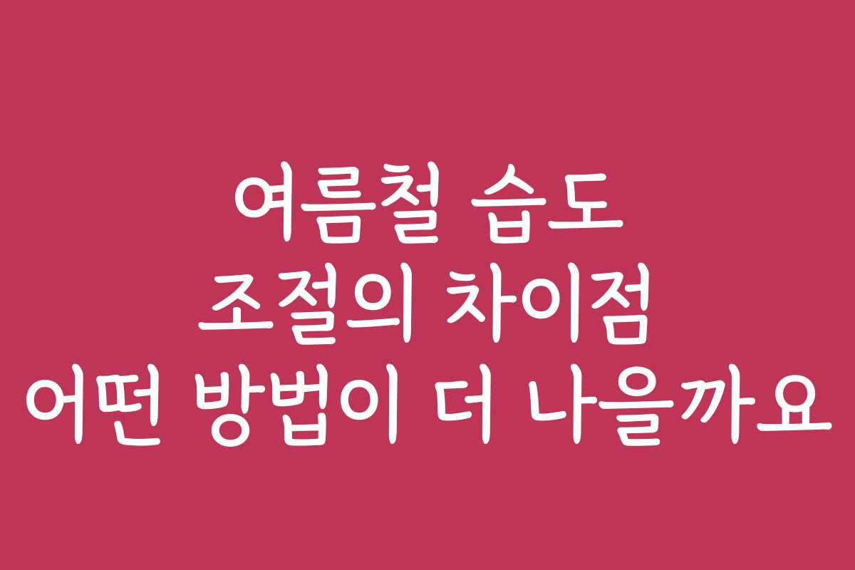 여름철 습도 조절의 차이점 어떤 방법이 더 나을까요 여름철 습도 조절의 차이점 어떤 방법이 더 나을까요