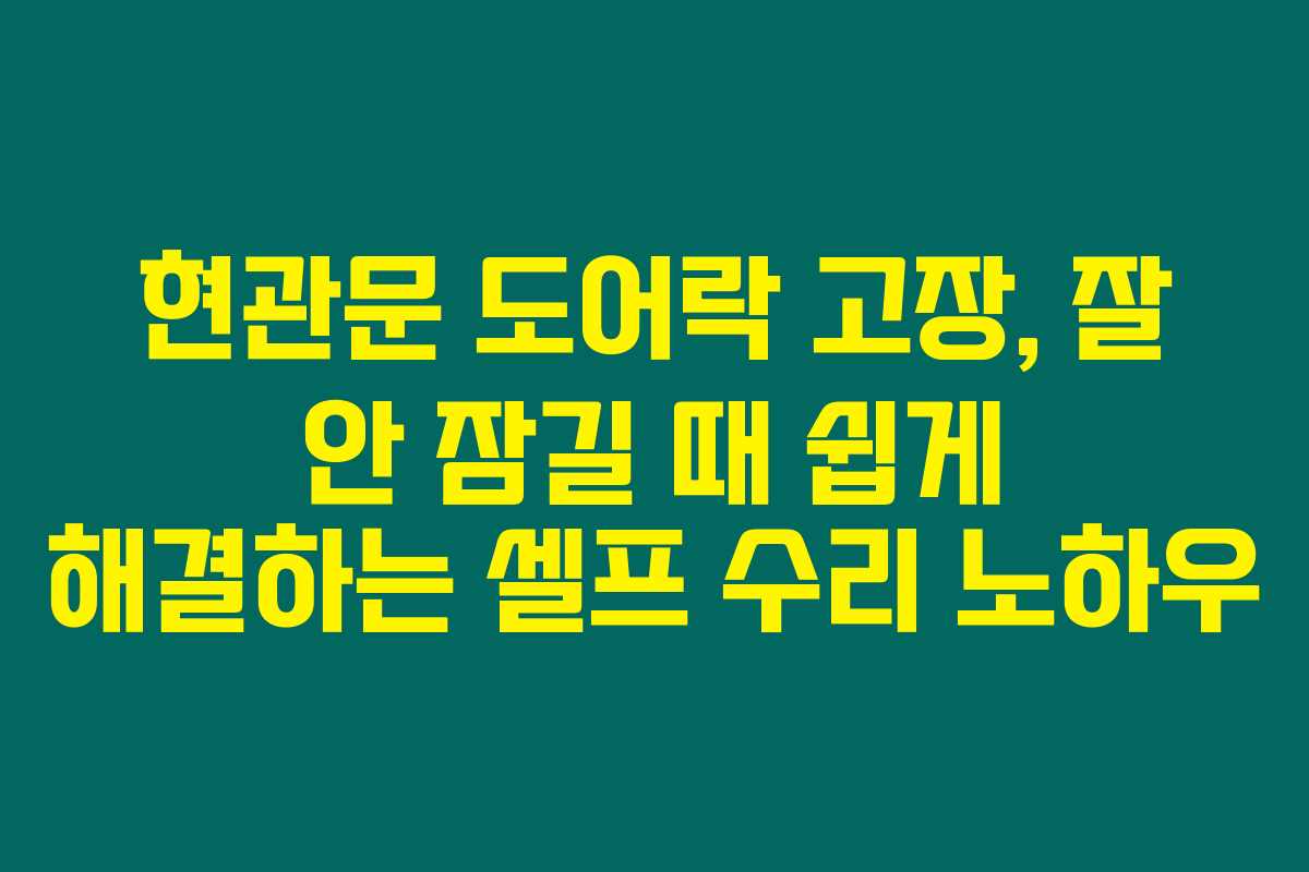 현관문 도어락 고장, 잘 안 잠길 때 쉽게 해결하는 셀프 수리 노하우 현관문 도어락 고장, 잘 안 잠길 때 쉽게 해결하는 셀프 수리 노하우