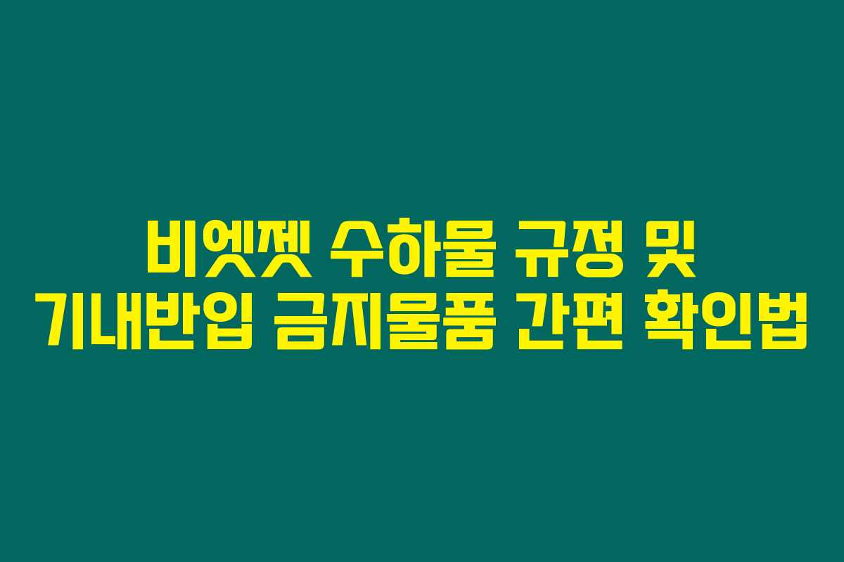 비엣젯 수하물 규정 및 기내반입 금지물품 간편 확인법 비엣젯 수하물 규정 및 기내반입 금지물품 간편 확인법