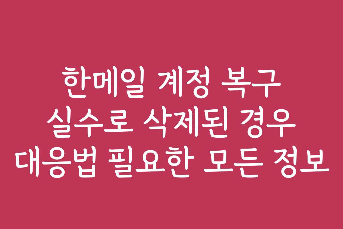 한메일 계정 복구 실수로 삭제된 경우 대응법 필요한 모든 정보