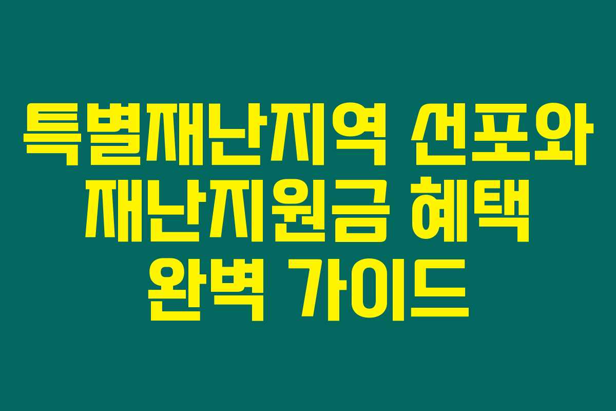 특별재난지역 선포와 재난지원금 혜택 완벽 가이드 특별재난지역 선포와 재난지원금 혜택 완벽 가이드