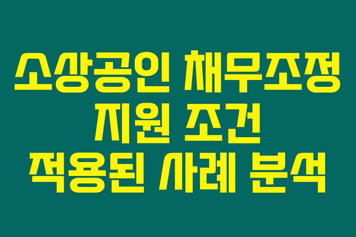 소상공인 채무조정 지원 조건 적용된 사례 분석