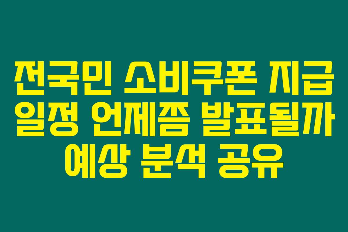 전국민 소비쿠폰 지급 일정 언제쯤 발표될까 예상 분석 공유