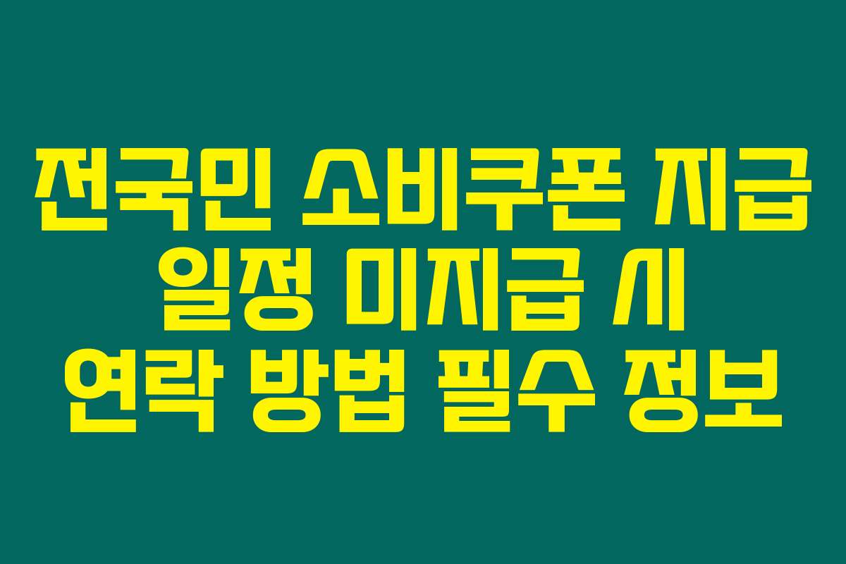 전국민 소비쿠폰 지급 일정 미지급 시 연락 방법 필수 정보