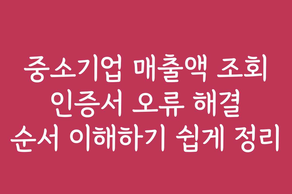 중소기업 매출액 조회 인증서 오류 해결 순서 이해하기 쉽게 정리