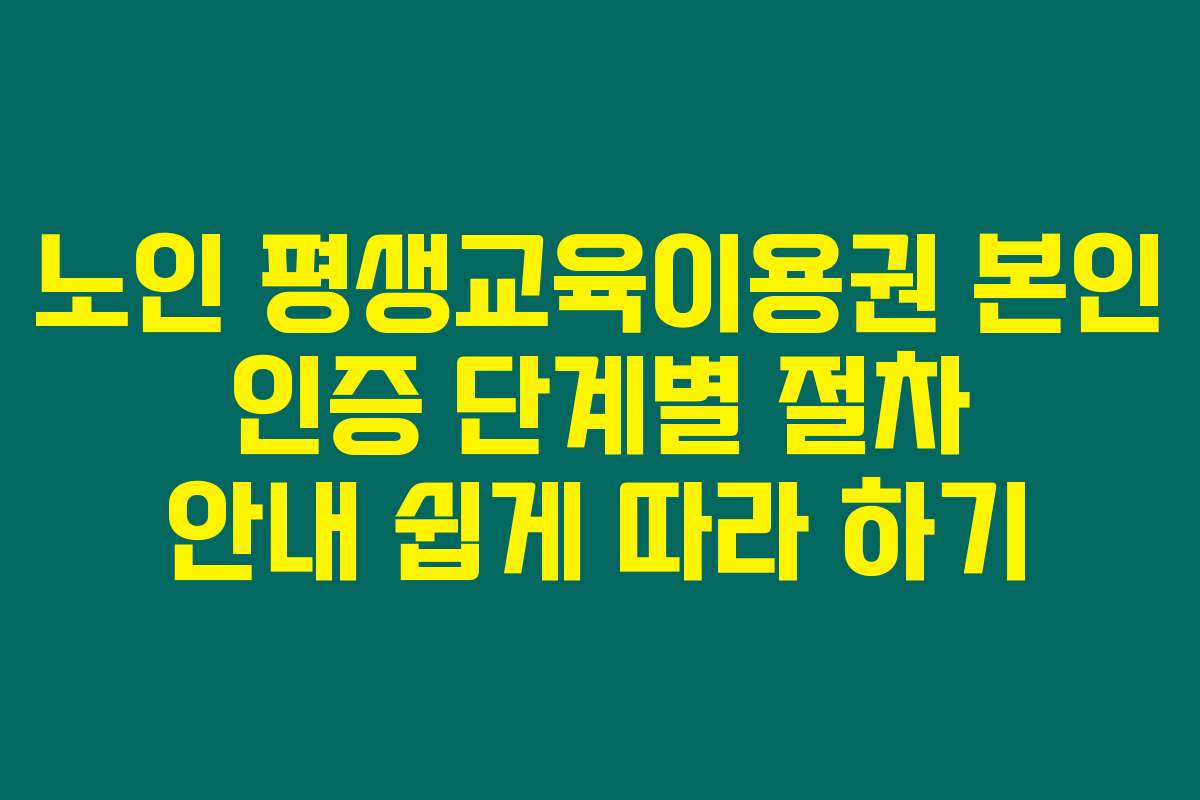 노인 평생교육이용권 본인 인증 단계별 절차 안내 쉽게 따라 하기