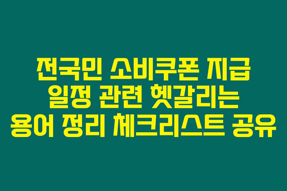 전국민 소비쿠폰 지급 일정 관련 헷갈리는 용어 정리 체크리스트 공유