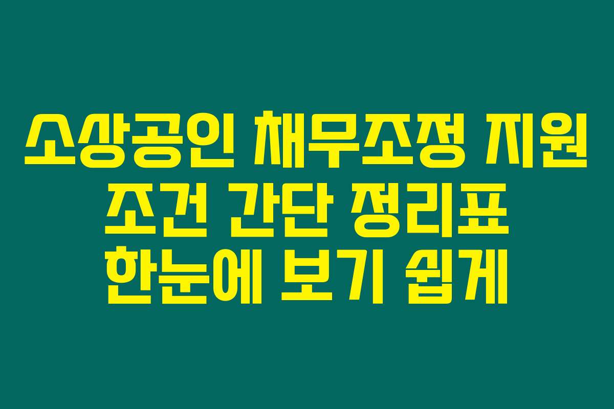 소상공인 채무조정 지원 조건 간단 정리표 한눈에 보기 쉽게