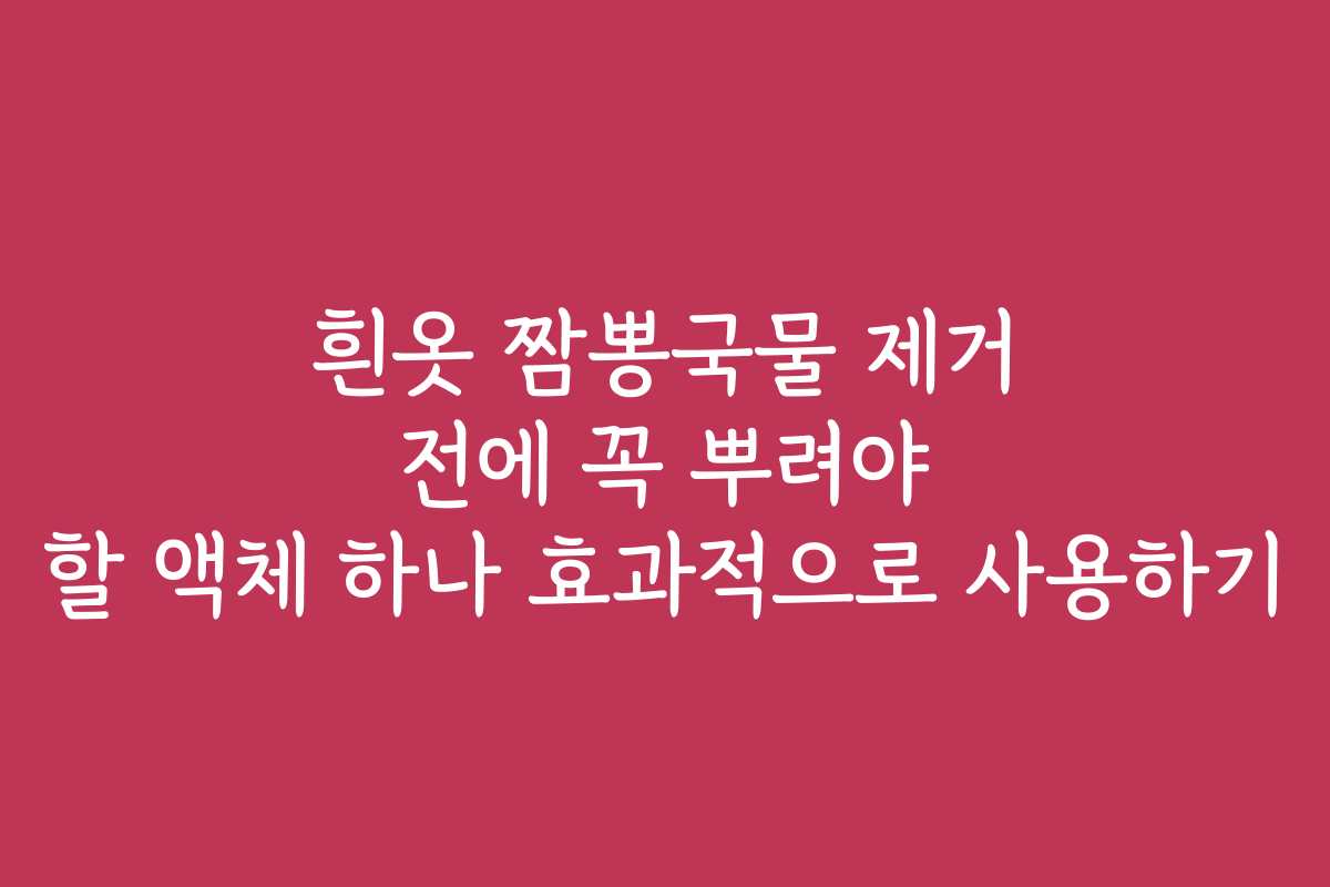 흰옷 짬뽕국물 제거 전에 꼭 뿌려야 할 액체 하나 효과적으로 사용하기