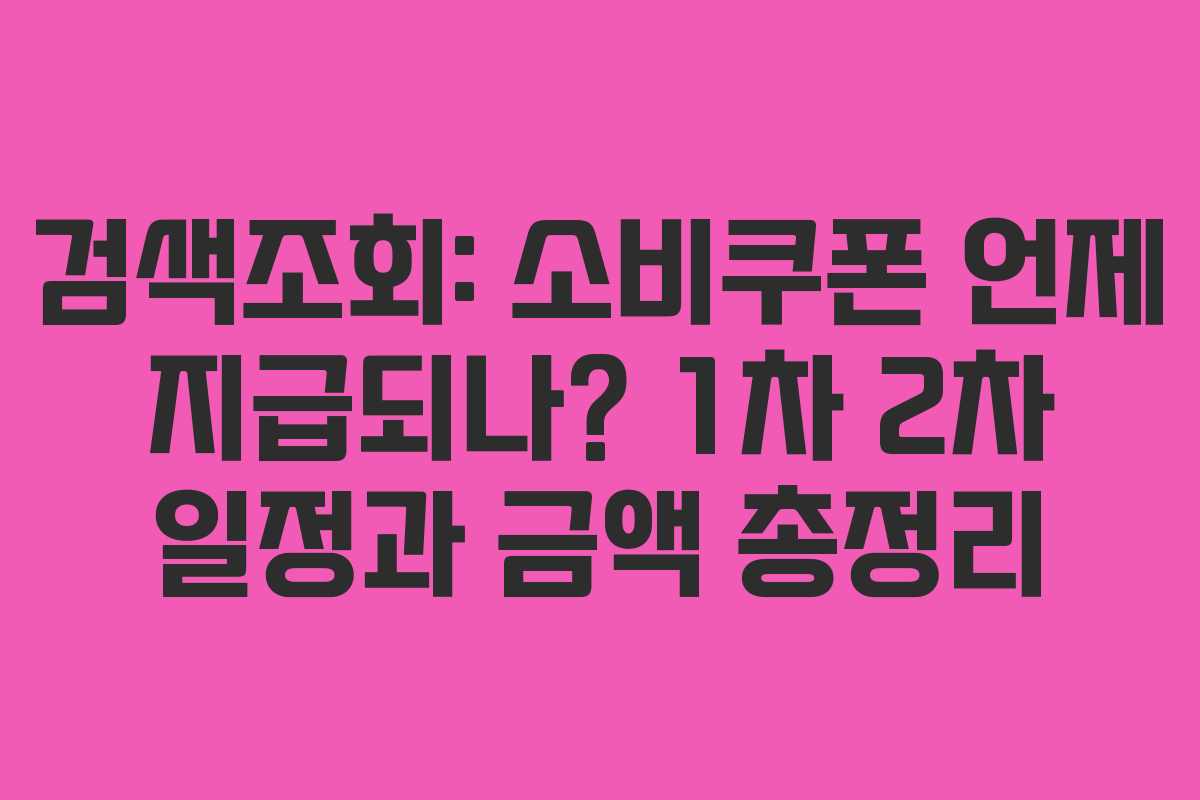 검색조회: 소비쿠폰 언제 지급되나? 1차 2차 일정과 금액 총정리