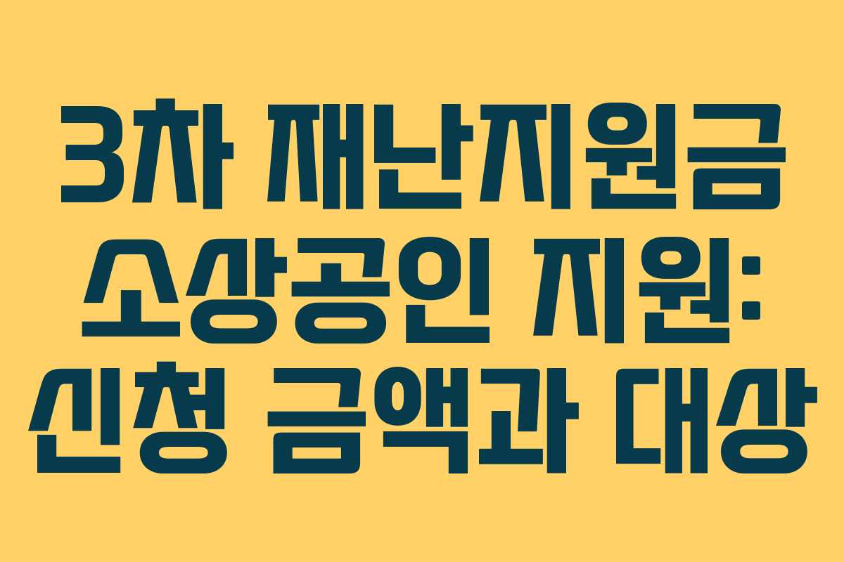 3차 재난지원금 소상공인 지원: 신청 금액과 대상