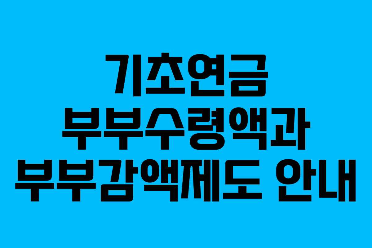 기초연금 부부수령액과 부부감액제도 안내