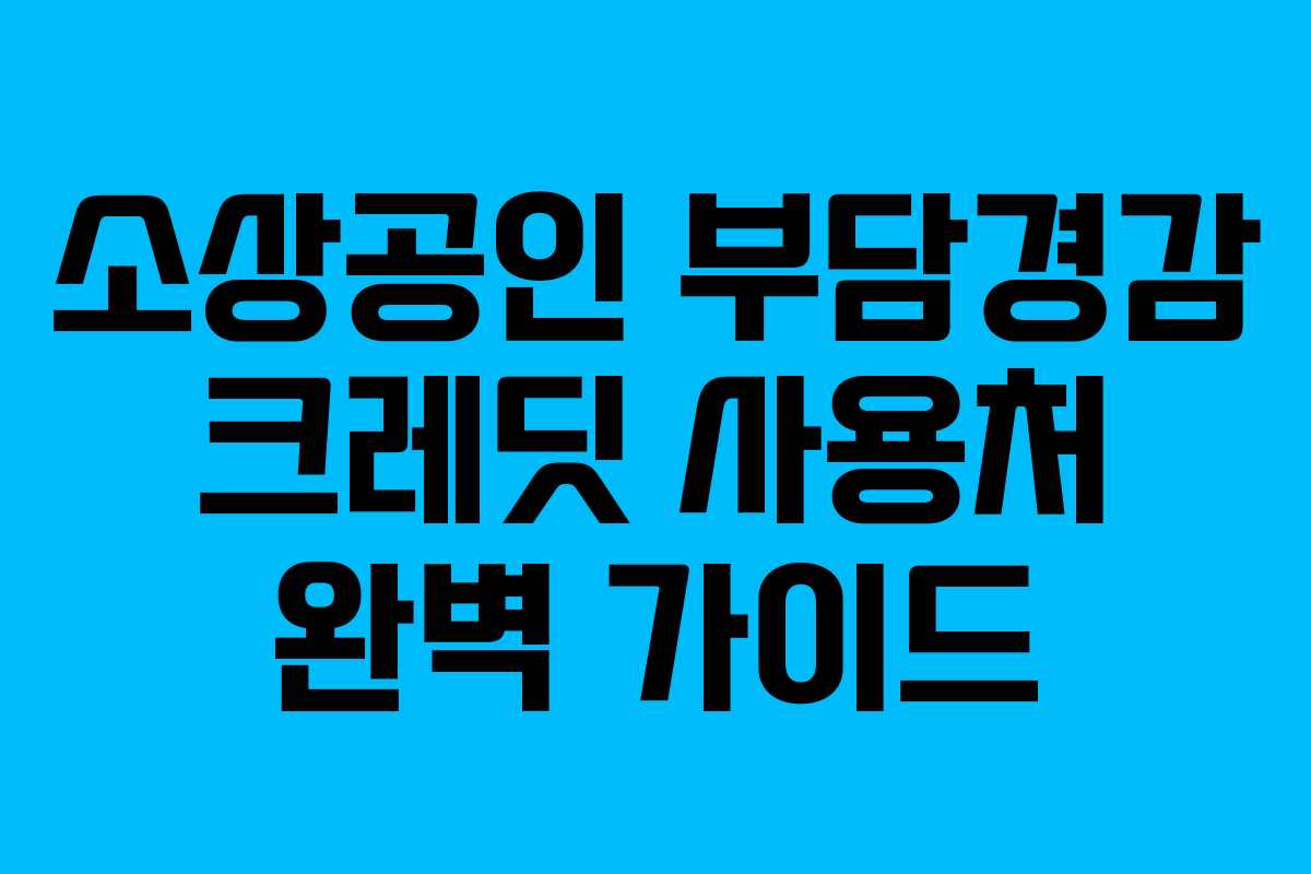 소상공인 부담경감 크레딧 사용처 완벽 가이드