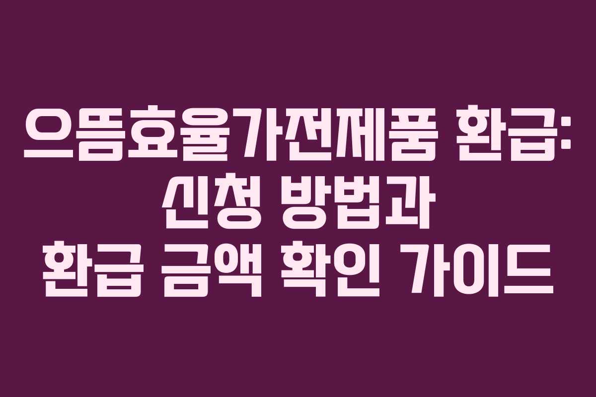 으뜸효율가전제품 환급: 신청 방법과 환급 금액 확인 가이드