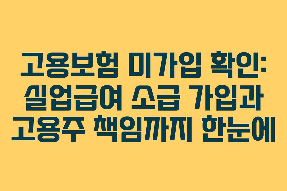 고용보험 미가입 확인: 실업급여 소급 가입과 고용주 책임까지 한눈에