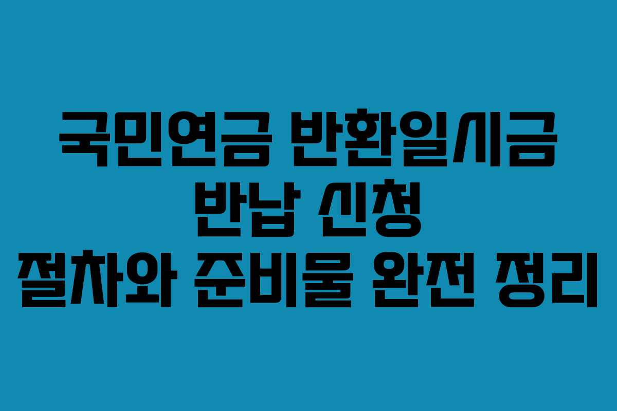 국민연금 반환일시금 반납 신청 절차와 준비물 완전 정리
