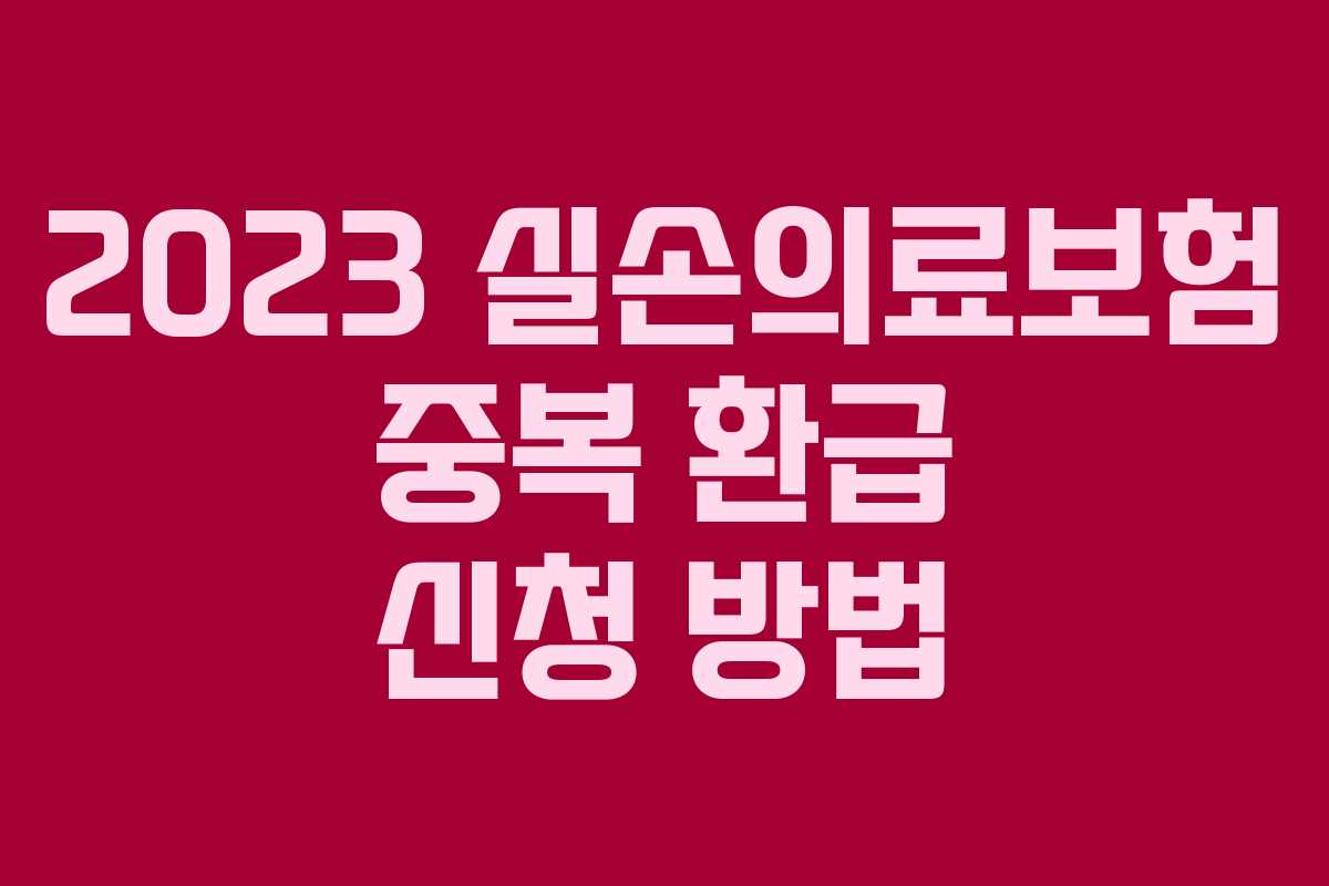 2023 실손의료보험 중복 환급 신청 방법