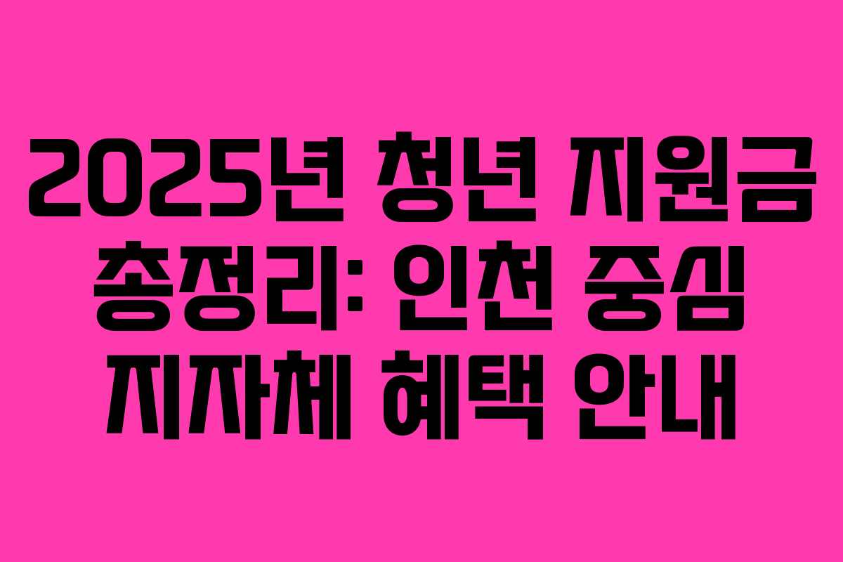 2025년 청년 지원금 총정리: 인천 중심 지자체 혜택 안내