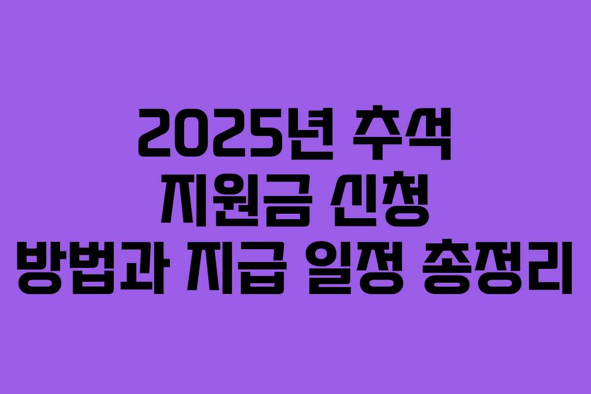 2025년 추석 지원금 신청 방법과 지급 일정 총정리 2025년 추석 지원금 신청 방법과 지급 일정 총정리