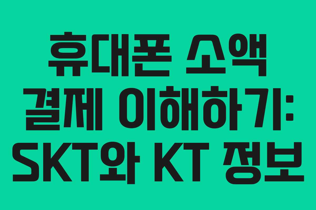 휴대폰 소액 결제 이해하기: SKT와 KT 정보