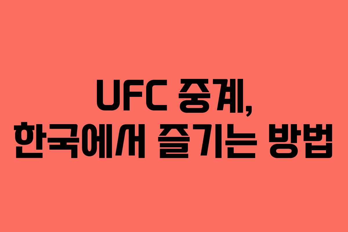 UFC 중계, 한국에서 즐기는 방법