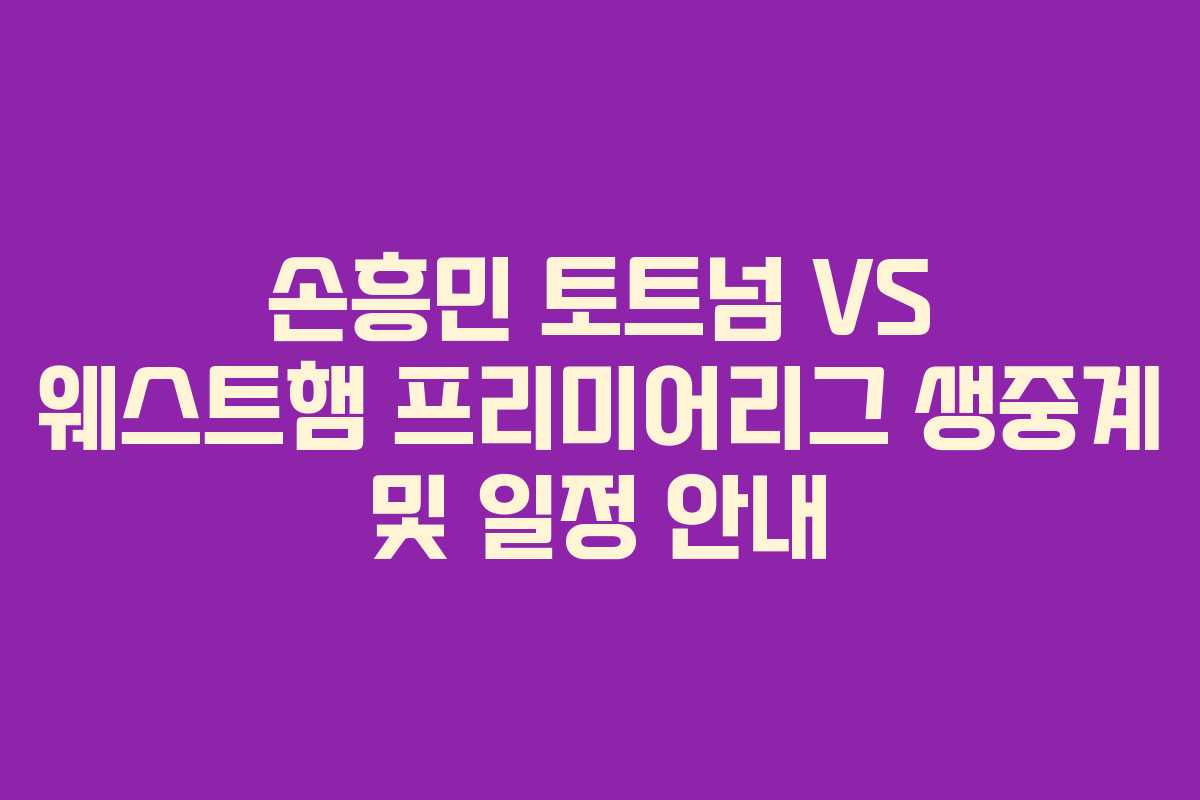 손흥민 토트넘 VS 웨스트햄 프리미어리그 생중계 및 일정 안내