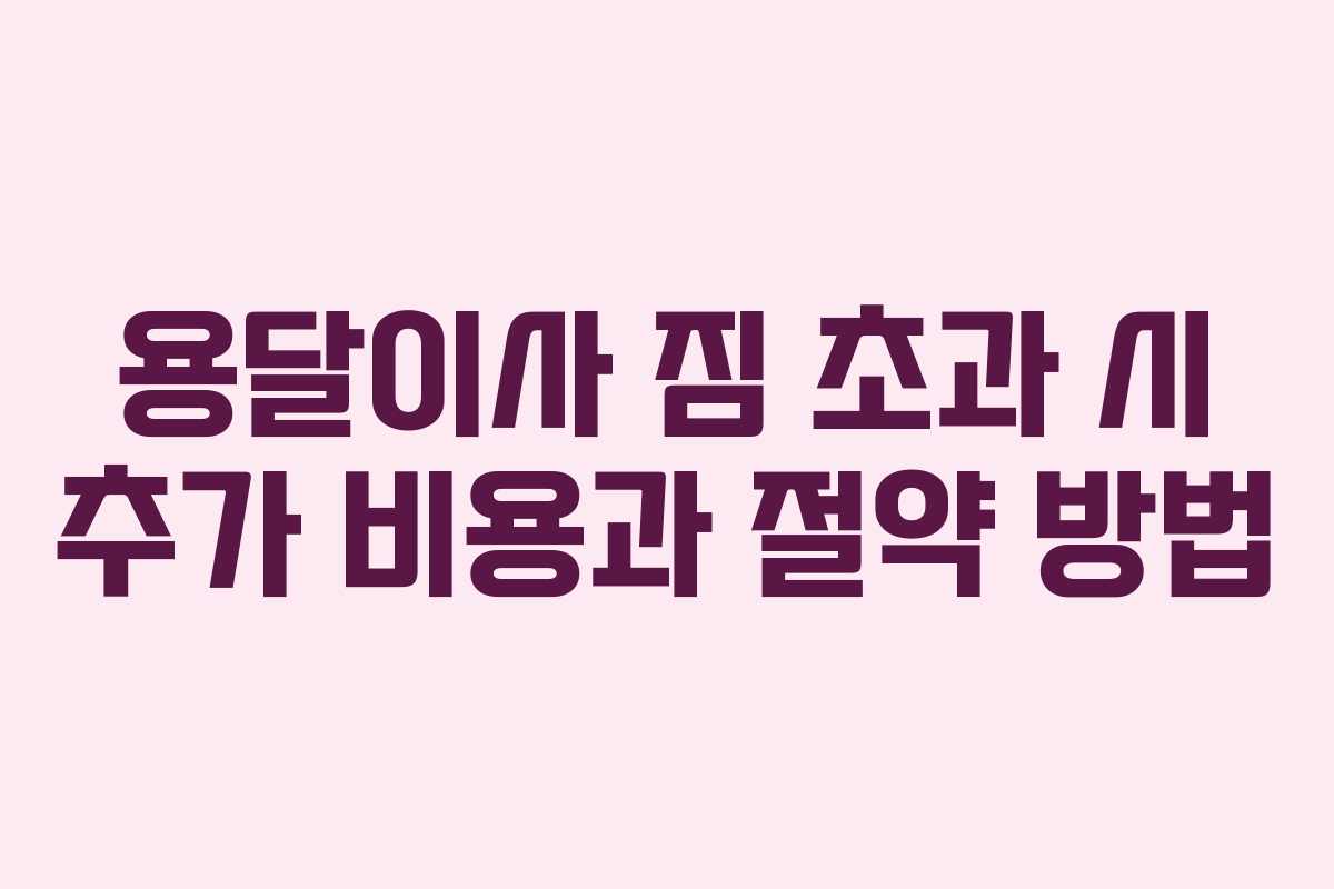 용달이사 짐 초과 시 추가 비용과 절약 방법