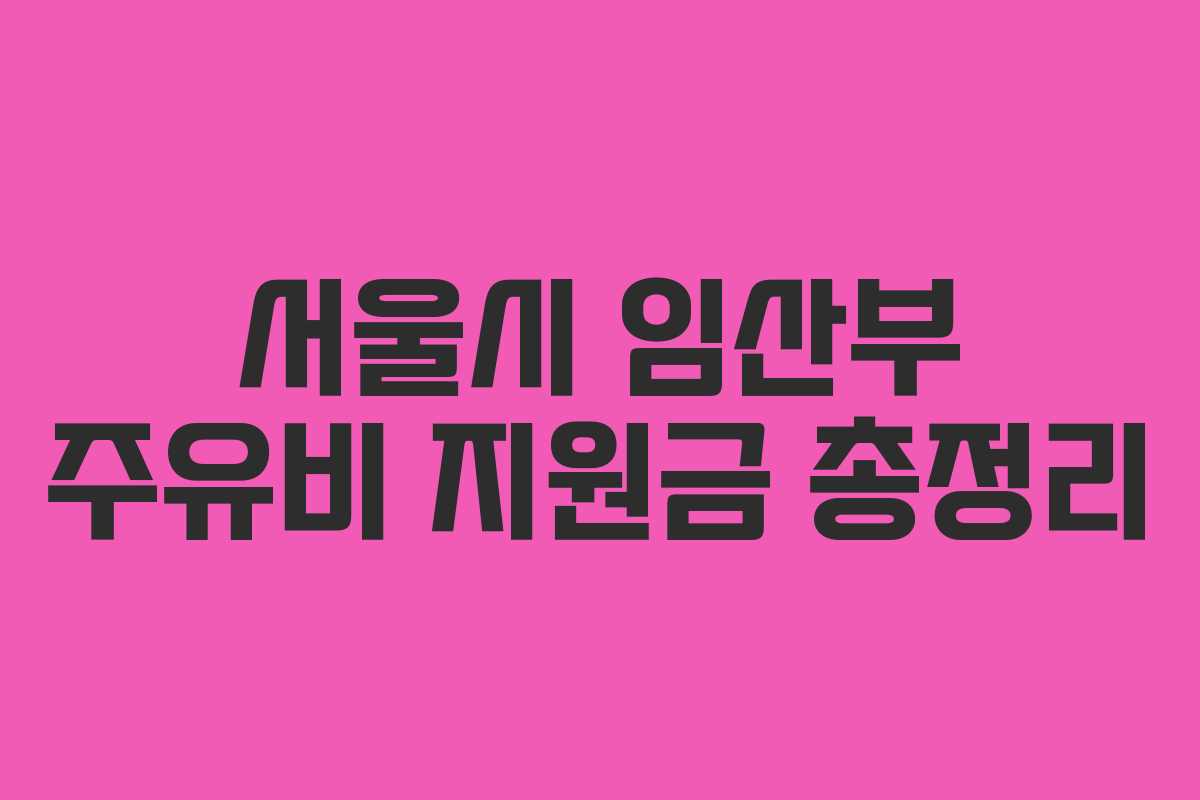 서울시 임산부 주유비 지원금 총정리