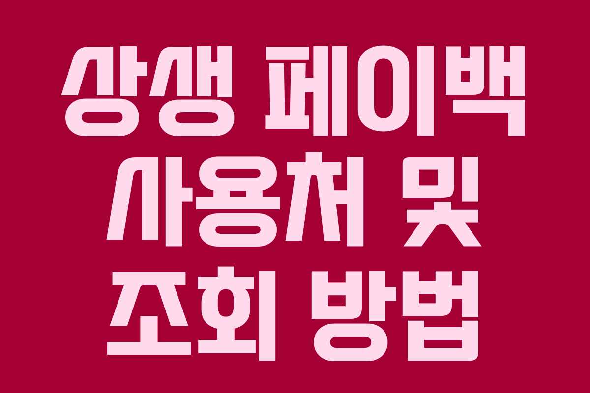 상생 페이백 사용처 및 조회 방법 상생 페이백 사용처 및 조회 방법