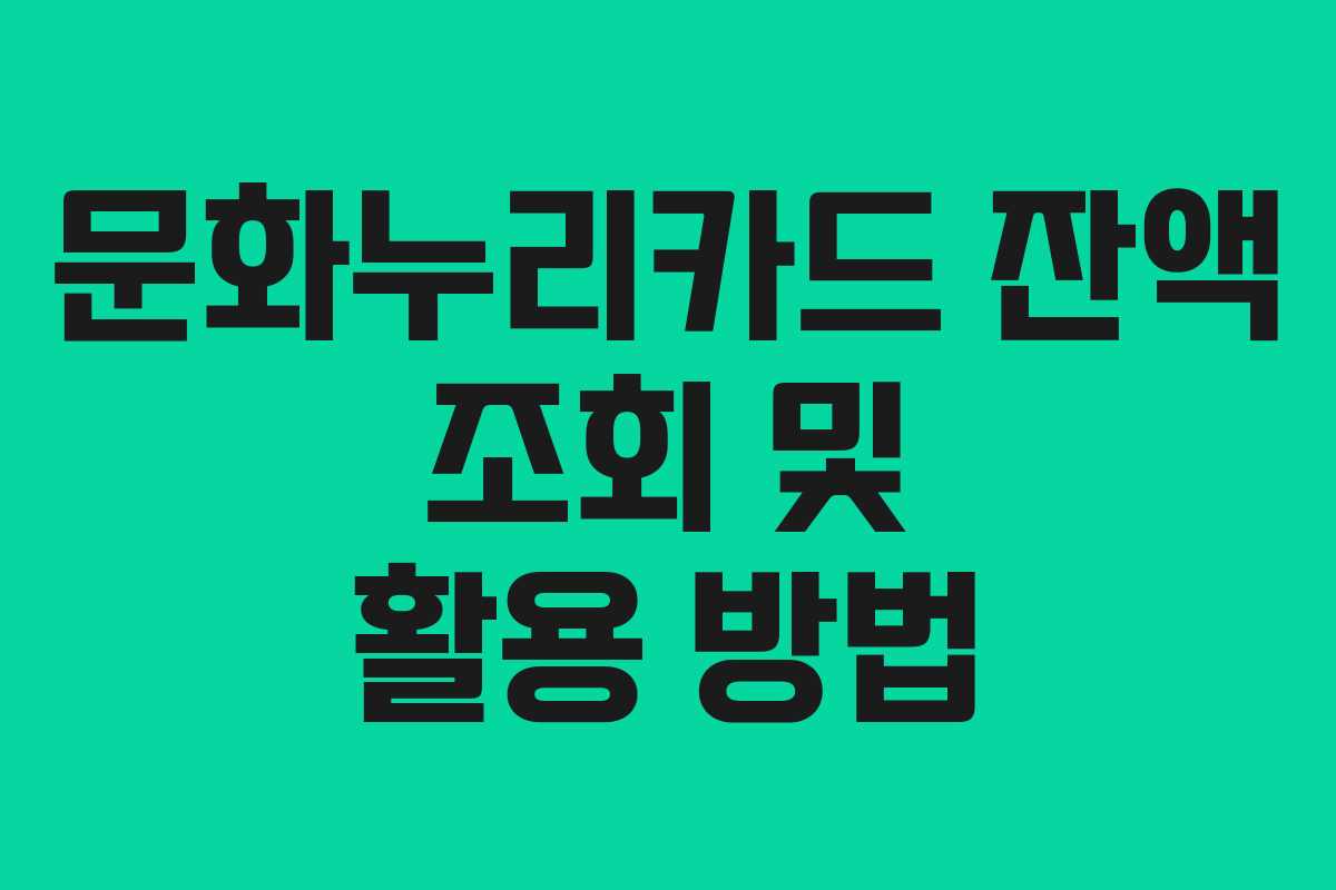 문화누리카드 잔액 조회 및 활용 방법 문화누리카드 잔액 조회 및 활용 방법