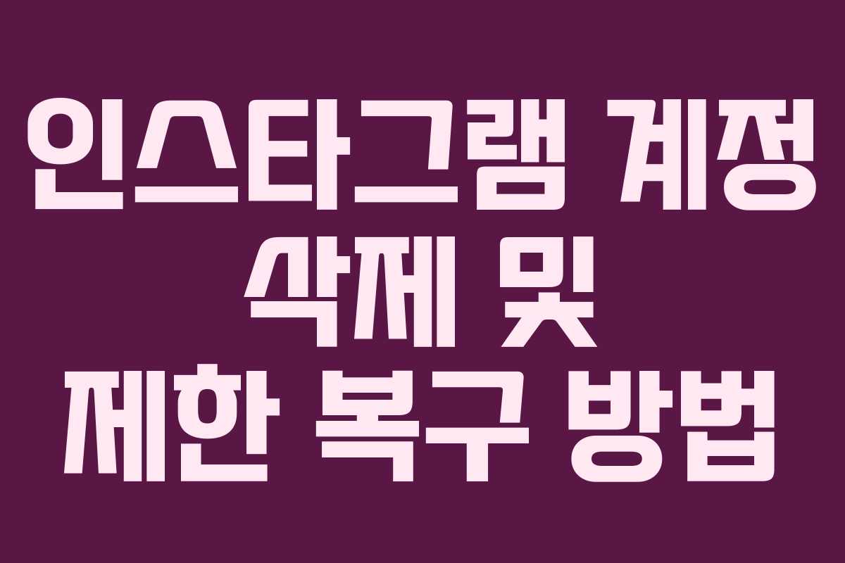 인스타그램 계정 삭제 및 제한 복구 방법 인스타그램 계정 삭제 및 제한 복구 방법