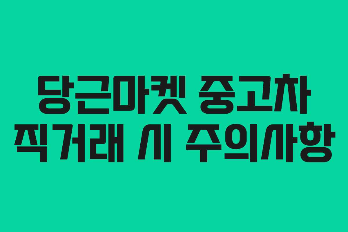 당근마켓 중고차 직거래 시 주의사항 당근마켓 중고차 직거래 시 주의사항