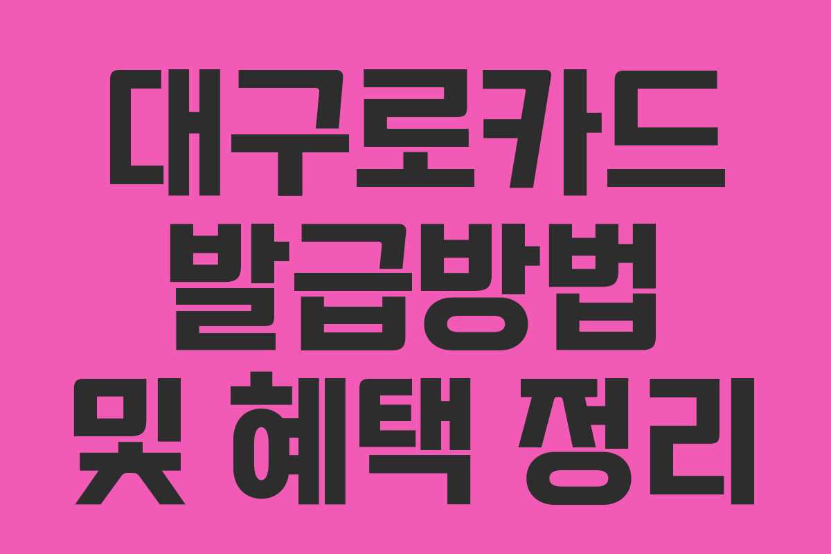 대구로카드 발급방법 및 혜택 정리