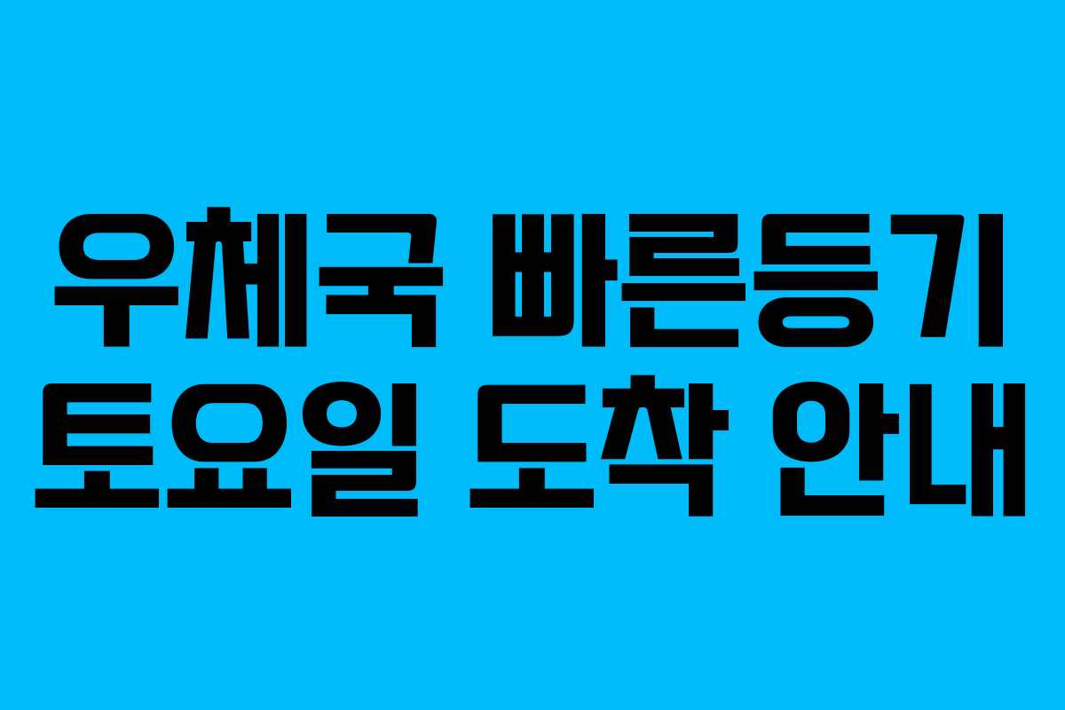 우체국 빠른등기 토요일 도착 안내 우체국 빠른등기 토요일 도착 안내