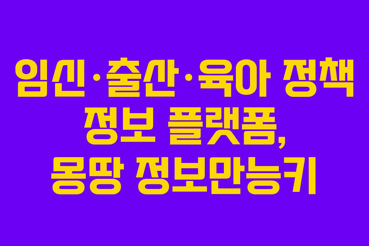임신·출산·육아 정책 정보 플랫폼, 몽땅 정보만능키