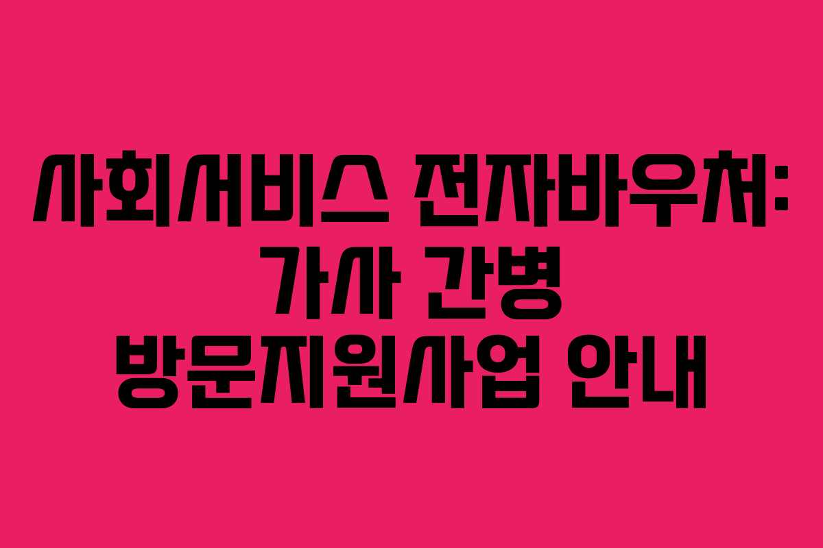 사회서비스 전자바우처: 가사 간병 방문지원사업 안내