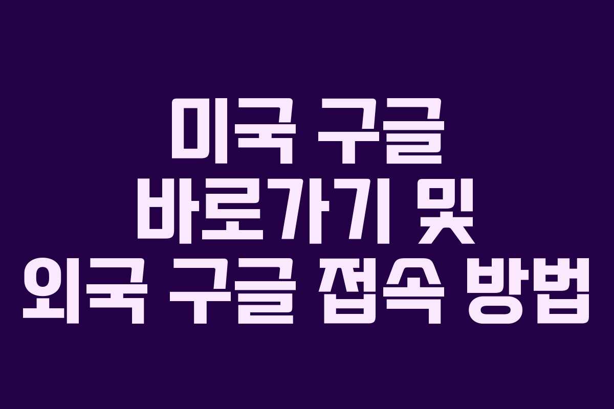 미국 구글 바로가기 및 외국 구글 접속 방법 미국 구글 바로가기 및 외국 구글 접속 방법