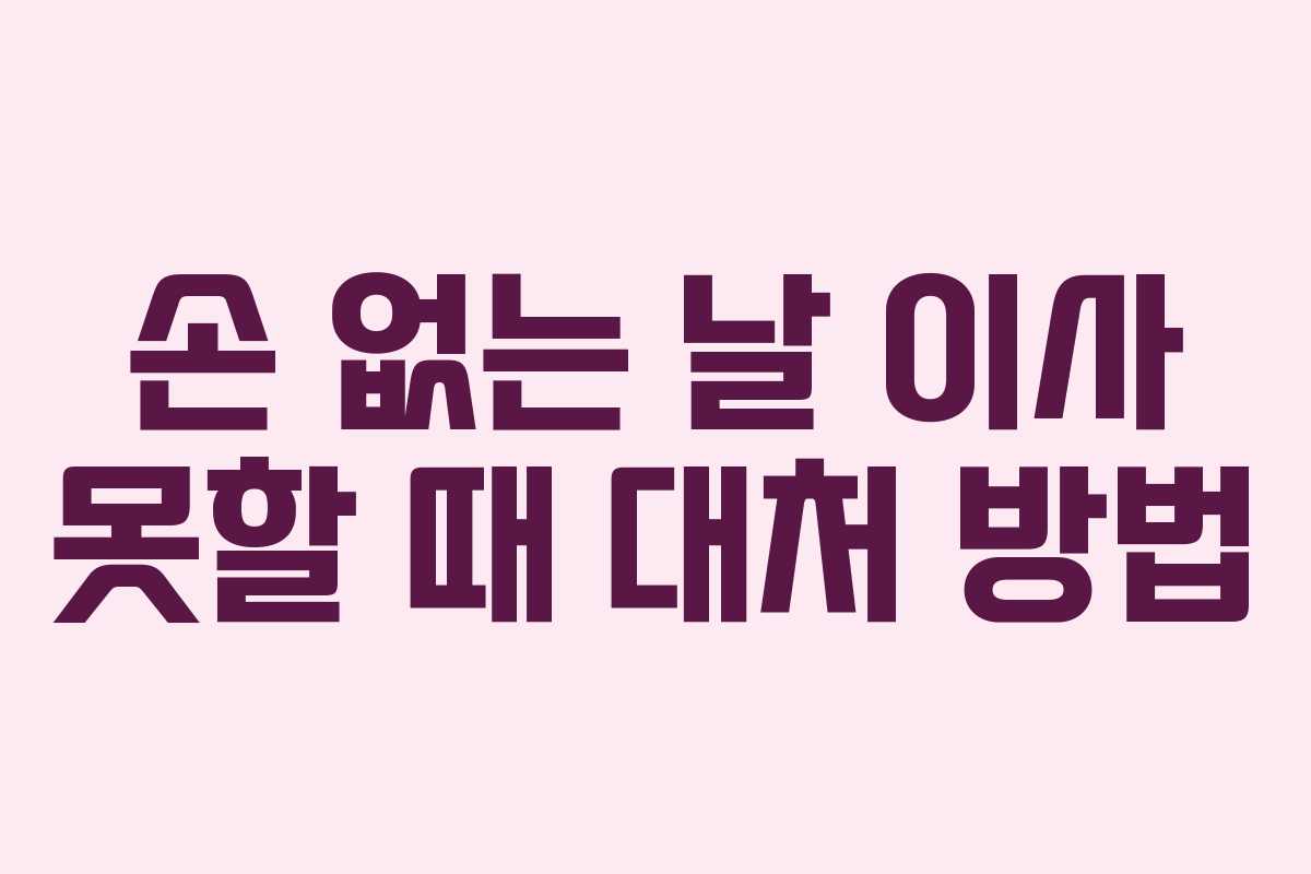 손 없는 날 이사 못할 때 대처 방법