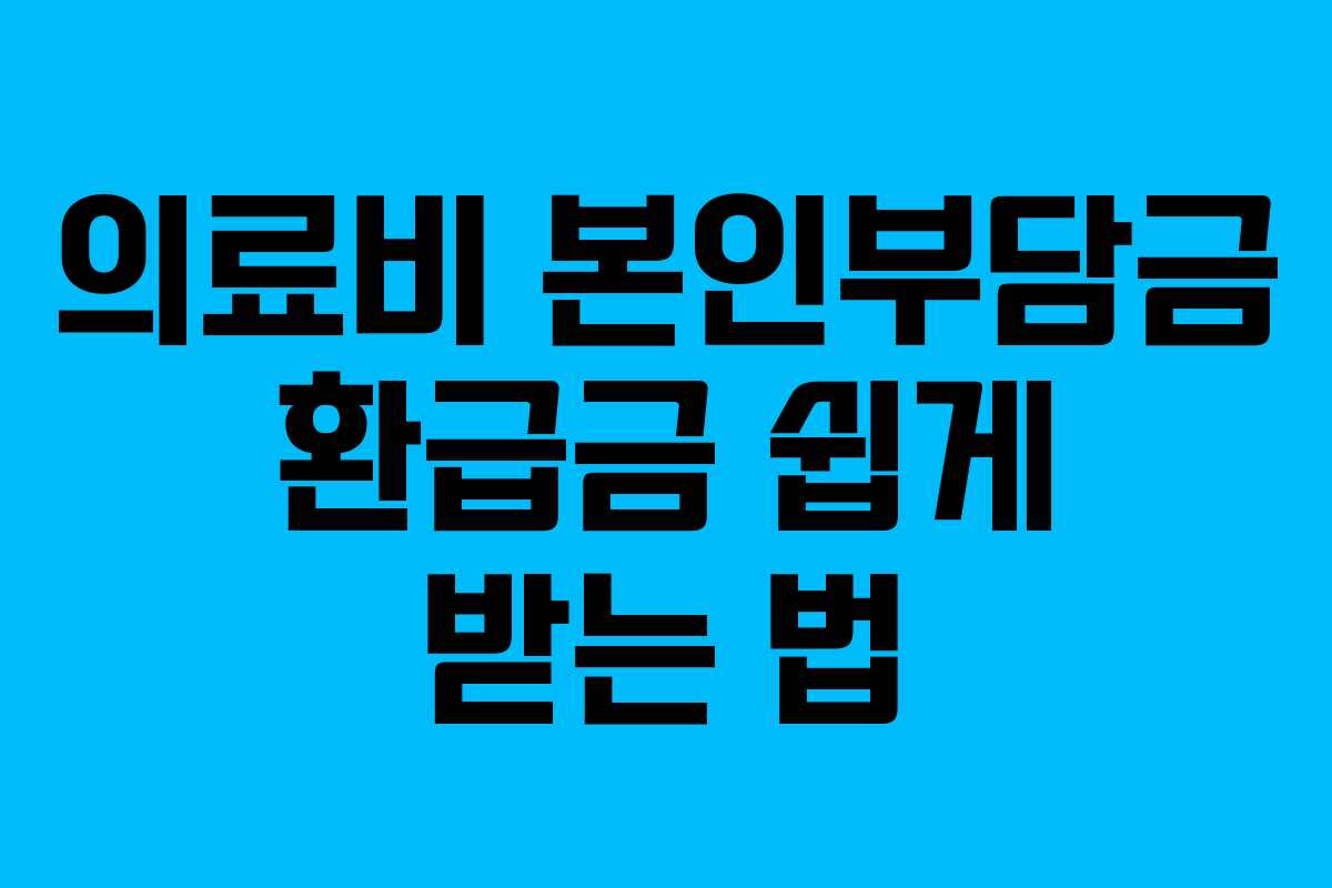 의료비 본인부담금 환급금 쉽게 받는 법