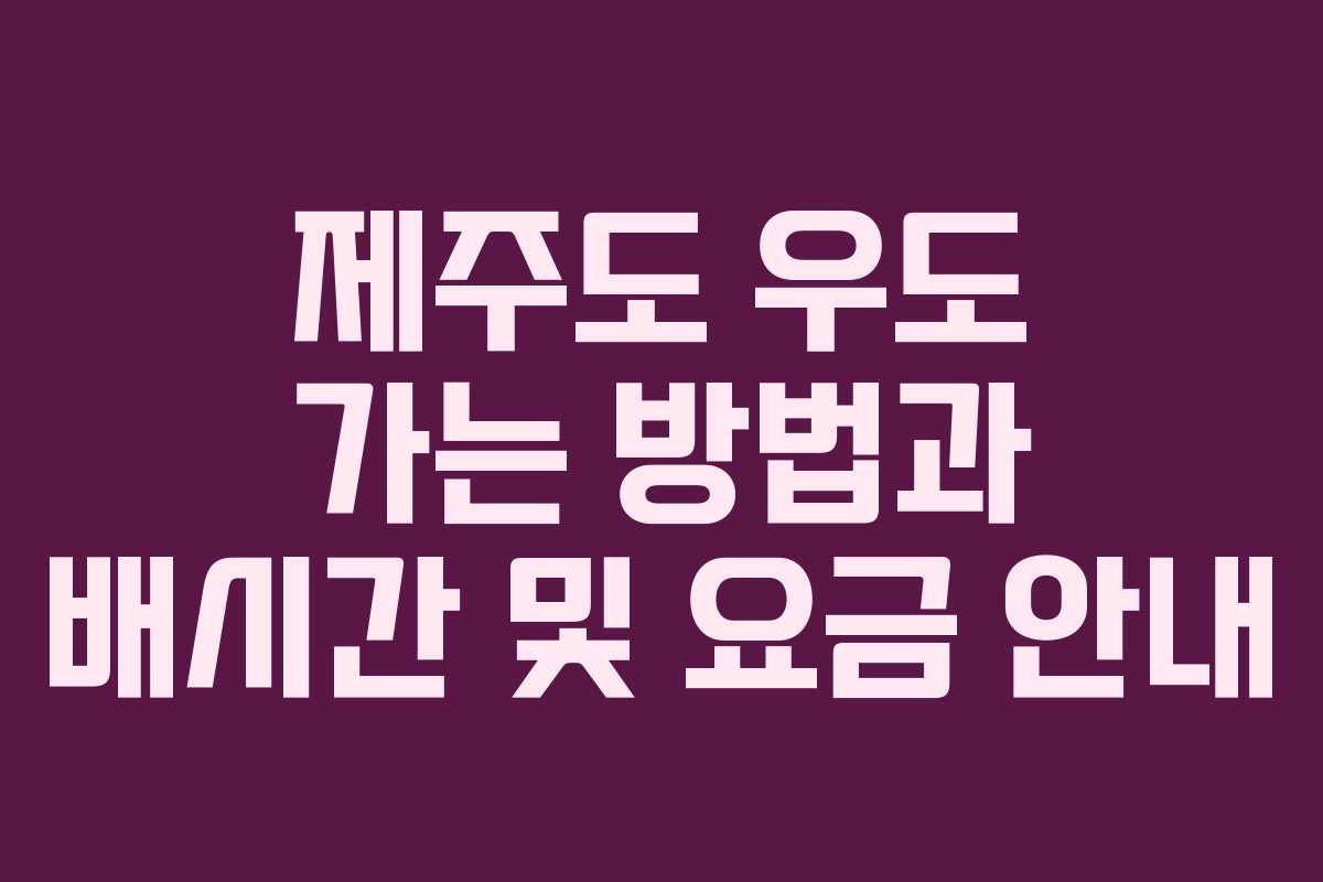 제주도 우도 가는 방법과 배시간 및 요금 안내 제주도 우도 가는 방법과 배시간 및 요금 안내